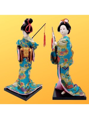 Dünyadan Hediyeler Japon Kimonolu Geyşa Bebek Kabuki Biblo 30 cm No.6