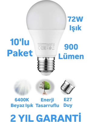 Horoz 9W LED Ampul Beyaz Işık E27 Duy 900 Lümen LED Lamba