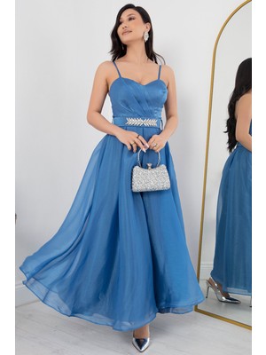 Askılı Midi Tül Elbise DNS1540