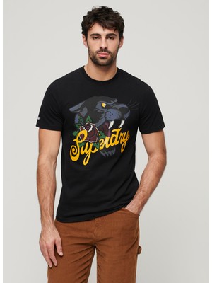 Superdry Bisiklet Yaka Baskılı Antrasit Erkek T-Shirt M1011978AAFB_TATTOO Scrıpt T Shırt