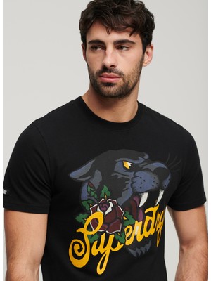 Superdry Bisiklet Yaka Baskılı Antrasit Erkek T-Shirt M1011978AAFB_TATTOO Scrıpt T Shırt