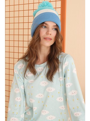 Nbb Yeşil  Cloud Pattern Pijama Takımı