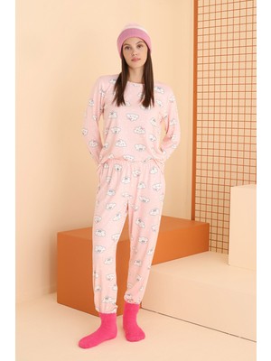 Nbb Pembe Cloud Pattern Pijama Takımı