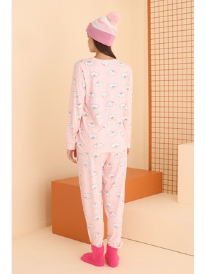 Nbb Pembe Cloud Pattern Pijama Takımı