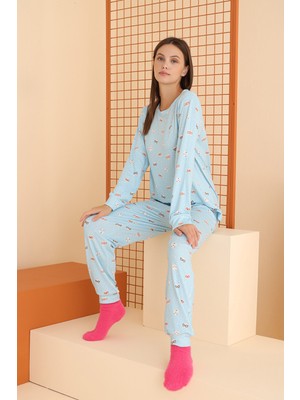 Nbb Mavi Cat Shaped Pijama Takımı