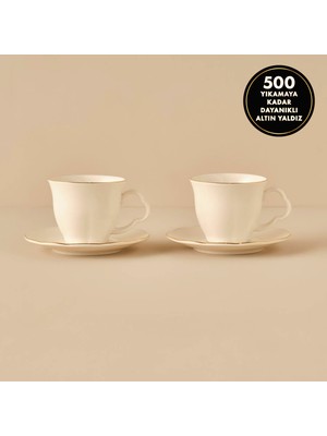 Bella Maison Clover Porselen 2'li Çay Fincanı Seti Gold  (280 Cc)