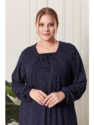 Kadın Buyuk Beden Kare Yaka Tesettür Elbise