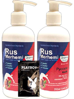 Playboy Tüylere Krem2 Adet x 250 ml Ceviz Sütlü & Cevizli Rus Merhemi  + Yanında Jel