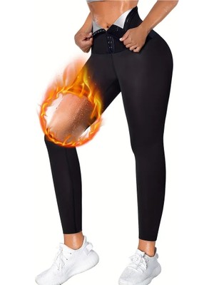 Mistirik Sauna-Tayt Model Iki Beden Incelten Vücut Şekillendiren Zayıflatan Yağ Yakmaya Yardımcı Beli Agraflı Korseli Tayt