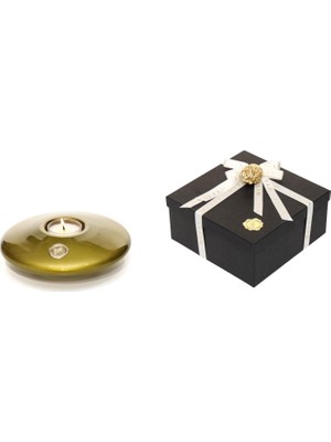 Missi Yeşil Golden Glow Cam Mumluk ve Tealight Seti (Dekoratif Sıvama Kutulu)