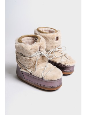 Capone Outfitters Beatrisa Yuvarlak Burunlu Kalın Tabanlı Kürklü Kadın Kar Botu