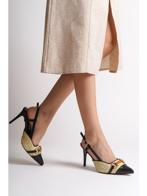 Capone Outfitters Hetty Tahta Tokalı Hasır Stiletto
