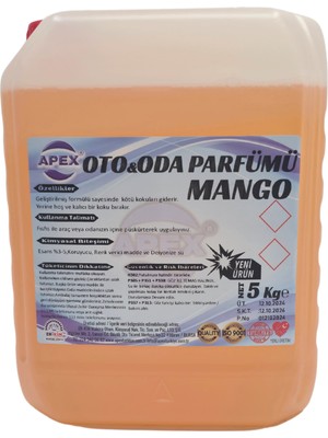 Apex Mango Kokulu Parfüm, Oto Parfüm 5 lt, Tropical Meyveler 5 lt Oda Parfümü Mango Kokusu