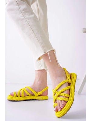 Summer Sarı Halat Sandalet