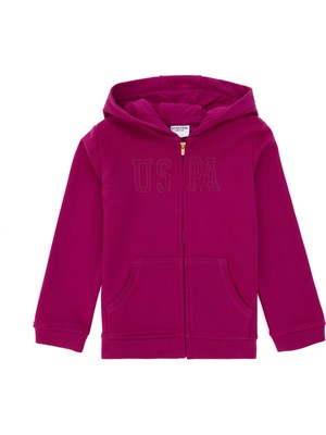 U.S. Polo Assn. Kız Çocuk Fuşya Kapüşonlu Basic Sweatshirt 50292507-VR023