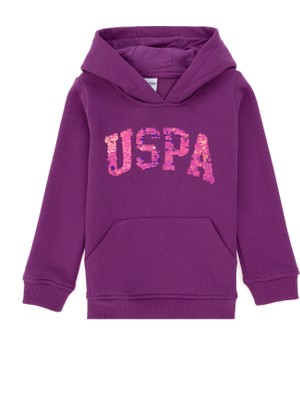 U.S. Polo Assn. Kız Çocuk Menekşe Kapüşonlu Basic Sweatshirt 50292512-VR037