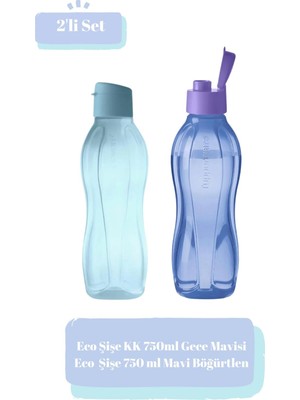 Tupperware Eco Şişe Kk 750ML Gece Mavisi -Eco Sise 750ML Pamuk Şeker 2'li Set