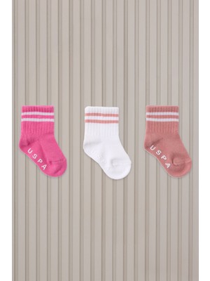 U.S. Polo Assn. Kız Bebek Örme Çorap USB2206 Pembe Renkli Yumuşak Kumaş Özelliği