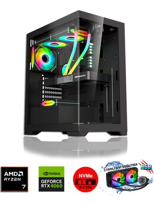 Zeiron Pegasus RTX80 Ryzen 7 5700X 32GB Ram 1 Tb M.2 Nvme 8gb RTX4060 Sıvı Soğutmalı Oyuncu Masaüstü Bilgisayar