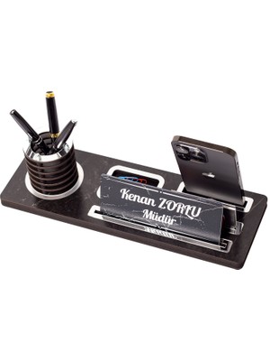 İsimlik Sepeti Bella Ofis Masa Isimliği Iş Hediyesi Ahşap Masaüstü Isimlik Gümüş