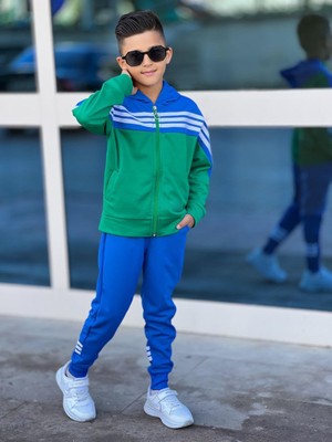 Erkek Çocuk Mavili Yeşilli Eşofman Takımı
