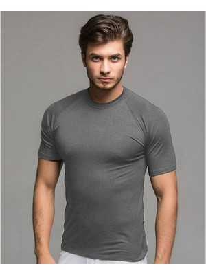 Bambu Reglan Kısa Kol Tshirt Gri L
