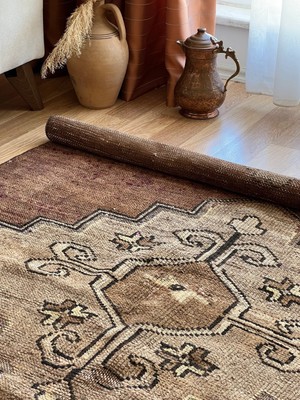 DesignEv 122X171 cm Kahverengi Boho Stili El Dokuma Orta Boyut Ev Salon Halısı