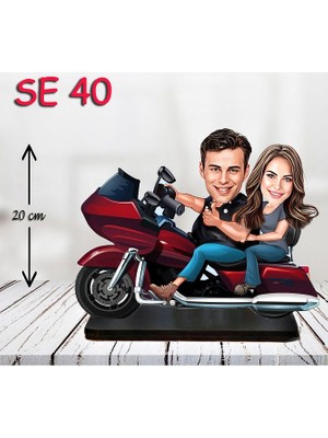 Özcan Tasarım Kişiye Özel Ahşap Biblo - Motor Kullanan Çift 3