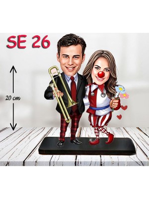 Özcan Tasarım Kişiye Özel Ahşap Biblo - Eğlenceli Çift Biblosu