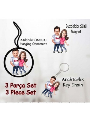 Özcan Tasarım Kişiye Özel 3 Parça Aksesuar Set - Karikatür Set