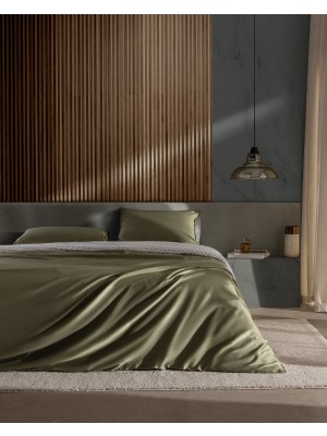 Madame Coco Dennie Çift Kişilik %100 Pamuk Baskılı Saten Nevresim Takımı - Haki