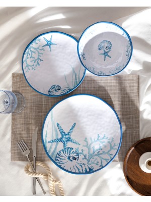 Madame Coco Abrial 6 Kişilik 18 Parça Yemek Takımı - Mavi/beyaz