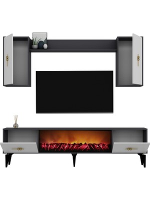 Demonte Decor Sinta 180 cm Şömineli  (B) Tv Ünitesi Takımı