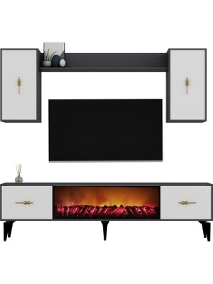 Demonte Decor Sinta 180 cm Şömineli  (B) Tv Ünitesi Takımı