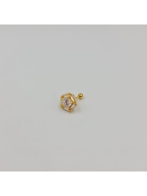 SE Jewellery Cerrahi Çelik Gold Baget Taşlı Küpe Tragus Helix Kıkırdak Piercing