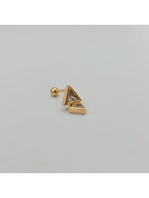 SE Jewellery Cerrahi Çelik Üçgen Sallamalı Taşlı Küpe Tragus Helix Kıkırdak Piercing