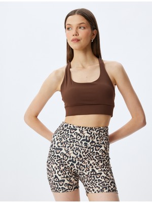 Koton Kare Yaka Çapraz Sırt Askılı Kolsuz Kaplı Slim Fit Sporcu Sütyeni