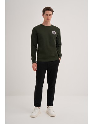 Cazador 24KCEEO05140 Hunter Erkek Bisiklet Yaka Cazador Yazı Işlemeli 3 Iplik Sweat