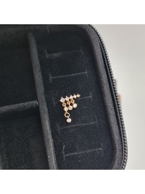 SE Jewellery Sallantılı Taşlı Baget Cerrahi Çelik  Küpe Tragus Helix Kıkırdak Piercing