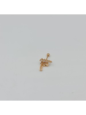 SE Jewellery Sallantılı Taşlı Baget Cerrahi Çelik  Küpe Tragus Helix Kıkırdak Piercing