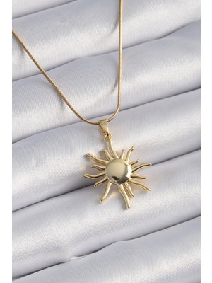 Clariss 316L Çelik Gold Renk Güneş Model Vintage Kadın Kolye