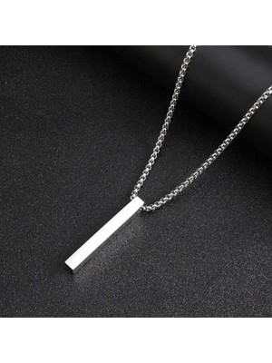 SE Jewellery Silver 42 cm Erkek Örme Zincirli Plaka Kolye