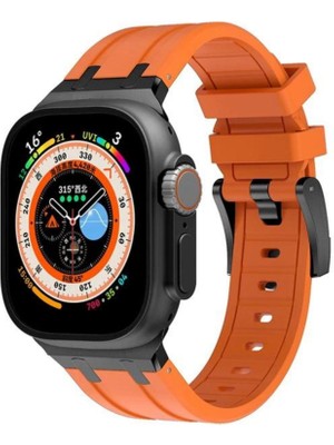 Apple Slikon Saat Kayışı Siyah Turuncu Watch Ultra 9 8 7 6 Se 5  49MM 45 mm 44 mm 42 mm