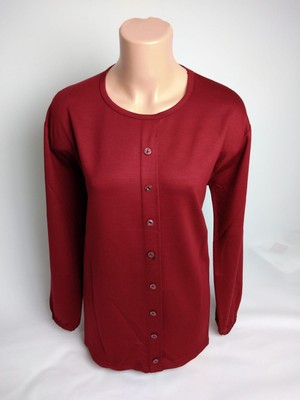 Yaşar Triko Kadın Bordo Bisiklet Yaka Patlı Süs Düğmeli Yırtmaçlı Uzun Kollu Lastikli Iki Iplik Bluz