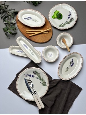 Tabak Evi Porselen Fulya Lavanta Kahvaltı Takımı 6 Kişilik 14 Parça