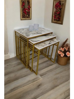 Mobi Evim Milano Metal Ayaklı Aynalı Zigon Sehpa