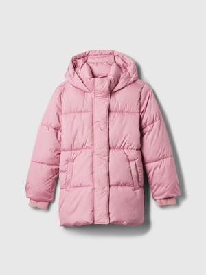 Kız Çocuk Pembe Geri Dönüştürülmüş Heavyweight Primaloft® Puffer Şişme Mont