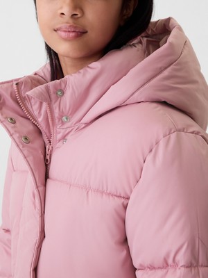 Kız Çocuk Pembe Geri Dönüştürülmüş Heavyweight Primaloft® Puffer Şişme Mont