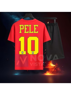 Biy Store Pele Brezilya Milli Takım Forma Futbol Kadın Erkek Unisex T-Shirt Siyah Tişört Eşofman Takımı