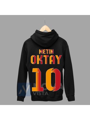 Metin Oktay Taçsız Kral 10 Numara Futbol Forma Baskılı Unisex Siyah Gri Fermuarlı Ceket